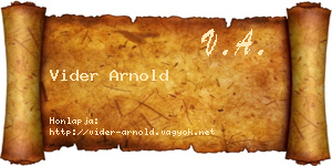 Vider Arnold névjegykártya