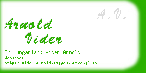 arnold vider business card